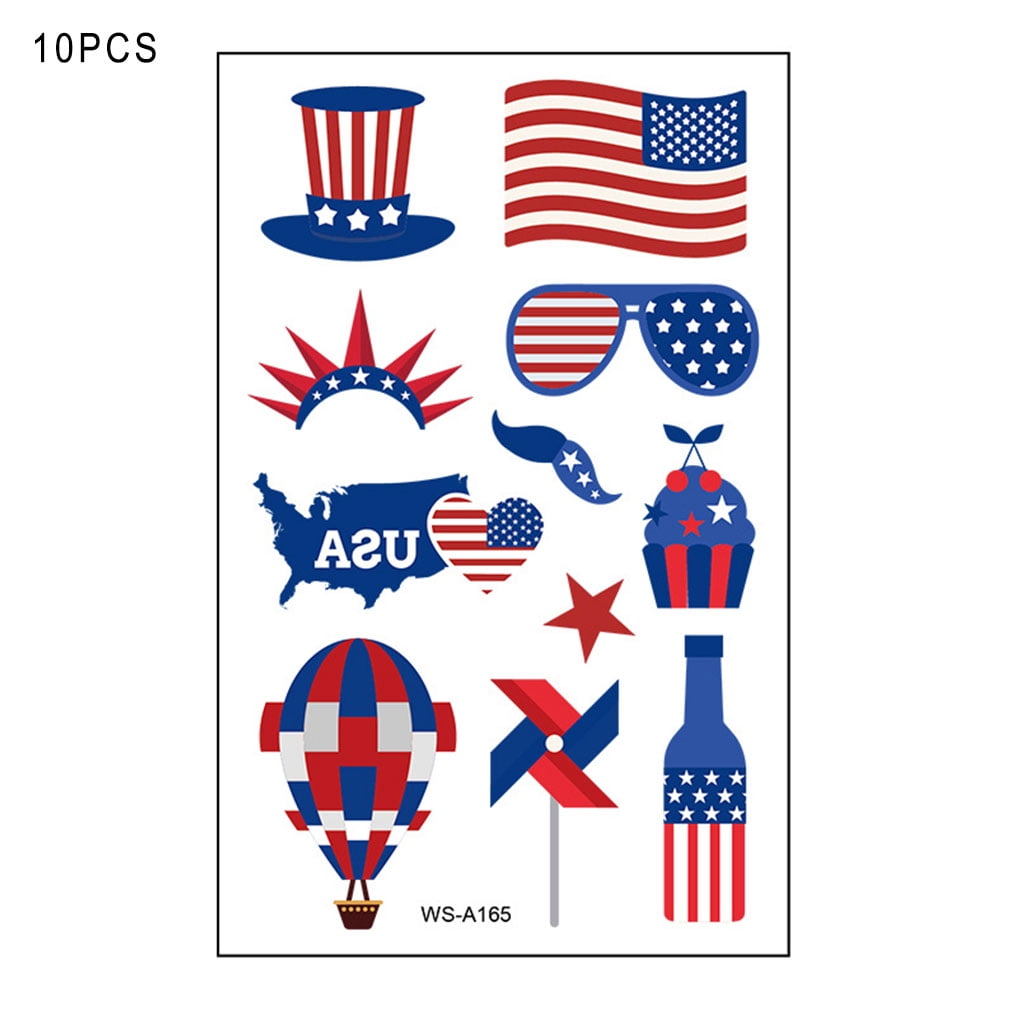 Independence Day Themed American Flag Waterproof Temporary ...