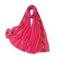 thumbnail image 2 of Helii Chiffon Hijab Scarf for Women – Pearl Chiffon Embroidery Sequins Head Wrap, Lightweight Breathable Muslim Head Scarf for Evening Party Wedding, Gift for Women Hot Pink,One Size, 2 of 9