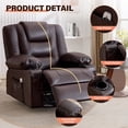 thumbnail image 6 of UHOMEPRO Swivel Recliner Chair for Adults, 360° Manual Swivel Rocker Recliner with Massage and Heat, 23 Inch Wide Seat, Overstuffed Armrests, Cup Holders, USB Charging Port and Storage Pockets, Brown, 6 of 8