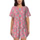 thumbnail image 1 of Fotbe Pastel Christmas Trees on Pink Conjunto de Pijama Estampado para Mujer, 2 Piezas, Ropa de Dormir con Camiseta de Manga Corta y Shorts Suaves-Large, 1 of 6