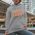 thumbnail image 2 of Pray More, Worry Less, Inspirational Quote About Prayer, Groovy Retro Wavy Text Merch Gift, Heather Grey Hooded Sweatshirt or Hoodie, XL, 2 of 5