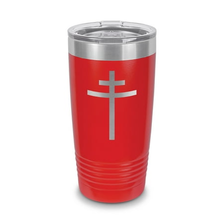 

Patriarchal Cross Tumbler 20 oz - Laser Engraved w/ Clear Lid - Stainless Steel - Vacuum Insulated - Double Walled - Travel Mug - christianity christ - Red