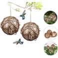 thumbnail image 1 of Casas para colibríes para colgar en el exterior, nidos de colibríes hechos de bolas de ratán, materiales para nidos de pájaros, material para casas de colibríes, regalos para amantes de la naturaleza, 1 of 7