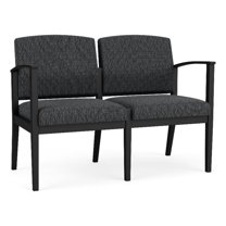Amherst Steel Reception Waiting 2-Seat Chair / Black Steel / Dark Gray