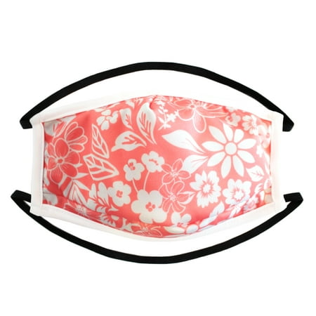 3-Pack Premium 2 Ply Print Reusable Cloth Mask, Flower Pink/White
