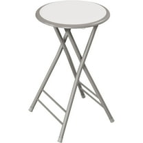Folding Stool - Backless 24-Inch Stool with 225lb Capacity for Kitchen or Rec Room - Portable Indoor Counter Bar Stools (White)