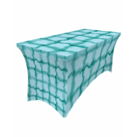 

Table Cloths for 6 foot Rectangle Tables Abstract Checkered Fuzzy Square Pattern Stretch Washable Fitted Tablecloth Protector Picnic Table Cover for Event Wedding Party Banquet
