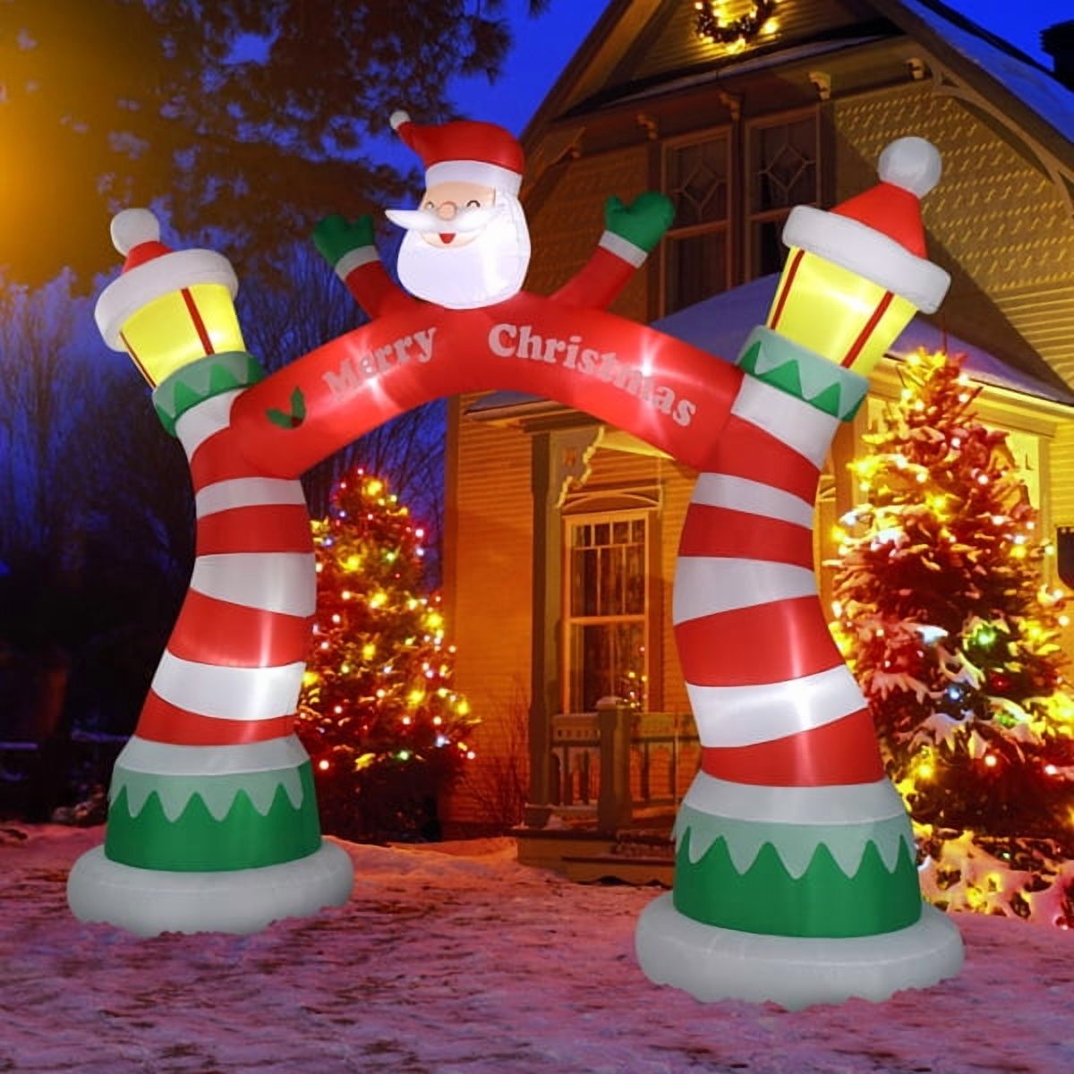 8.9FT Christmas Inflatable Archway, Built-in LED Lights, Waterproof Polyester, Indoor/Outdoor Yard/Store Holiday Decor