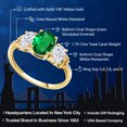 thumbnail image 2 of Gem Stone King 10K Yellow Gold Green Simulated Emerald White Moissanite and Diamond Accent 3-Stone Ring for Women | 1.79 Cttw | Oval 8X6MM and 6X4MM | Wedding Engagement Anniversary Ring, 2 of 4