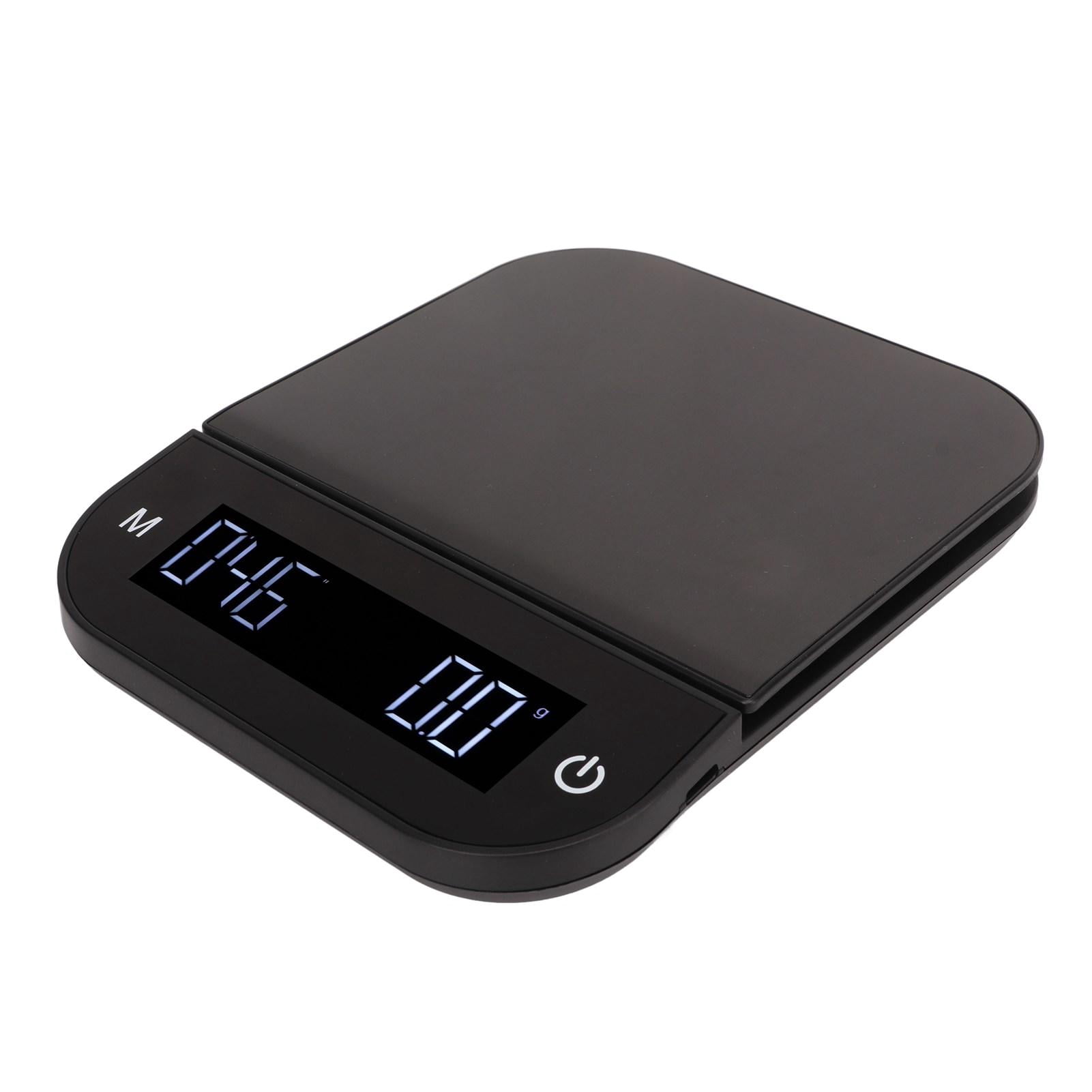 YAHHU Electric Kitchen Food Scale 5kg/0.1g High Precision Digital Coffee Weighing Scale with Waterproof Timing PC Function, Flat Surface, Perfect for Baking Cooking, Black