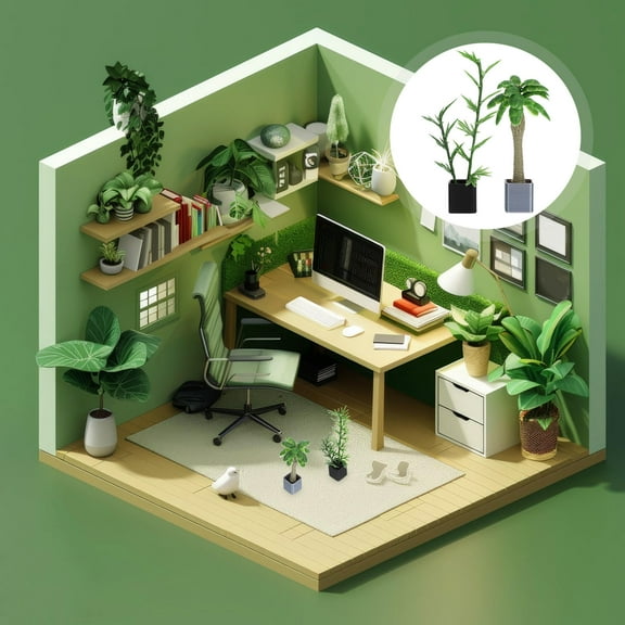 HAMPPLIES 2Pcs Miniature Plant Bonsai Green Bamboo Tree Lifelike Artificial Plants for Indoor Decor and Sand Table