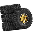 thumbnail image 4 of Fiocias 4 Pieces RC Car Tires Simulation Wheel Tires Model DIY Accessories Aluminum Alloy PP Construction Suitable for RC Crawler Remote Car Toy Replacement Gold, 4 of 8
