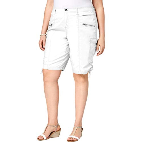 Style & Co Plus Size Zippered Cargo Shorts (Bright White, 14W ...