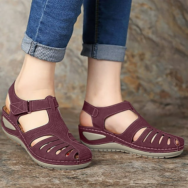 QIPOPIQ Sabots à Plateforme pour Femmes à Bout Fermé Sandales Compensées à Enfiler Sandales de Marche Ajourées Sandales de Vacances Confortables
