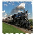 thumbnail image 3 of Ambesonne Steam Engine Shower Curtain, Countryside Train, 69"Wx84"L, Blue Green Black, 3 of 3
