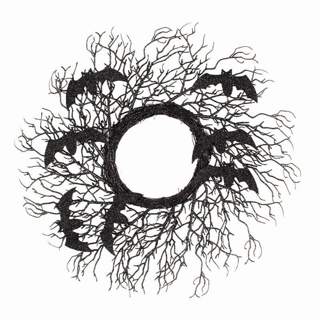 Corona decorativa de simulación de Halloween: telaraña realista para decorar puertas, paredes y fiestas.