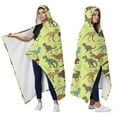 thumbnail image 2 of Wearable Blanket,LightGreen Cartoon Dinosaurs Prehistoric Pattern Hooded Wearable Flannel Blanket for Adults & Teens,Winter Poncho Shawl Wrap Cape Cozy Anti-Pill,50"x60", 2 of 5