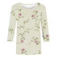 thumbnail image 4 of JTZGDY Womens Tops Cute Wildflower Printed Summer 3/4 Sleeve Crew Neck Basic Tunic T-Shirts Plus Size Dressy Casual Work Business Tees Blouse Multicolor#27 XXL, 4 of 5