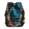 thumbnail image 4 of Blue Flame Fire Skull Burning Backpack Casual College Bag Zipper Laptop Daypack Hiking Rucksack Travel, 4 of 5