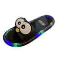 thumbnail image 2 of Samdudou Womens Slide Sandals Open Toe Slip On Flat Slippers Fun LED Light Up Sole Cute Cartoon Penguin Design Novelty Indoor Outdoor House Shoes Casual Footwear, 2 of 5
