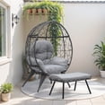 thumbnail image 2 of Uforic PE Rattan Egg Chair with Stand, Ottoman, Cushioned and Footrest for Patio, Garden, Gray, 2 of 9