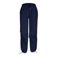 thumbnail image 4 of Besolor Cargo Pants for Women Trendy High Waisted Drawstring Wide Leg Pants Casual Baggy Lounge Trouser Streetwear, 4 of 6