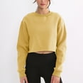 thumbnail image 2 of Baberdicy Sweatshirt for Women, Women Cropped Sweatshirt Long Sleeves Pullover Fleece Crop Tops Pullover Sweaters for Women Yellow, 2 of 8