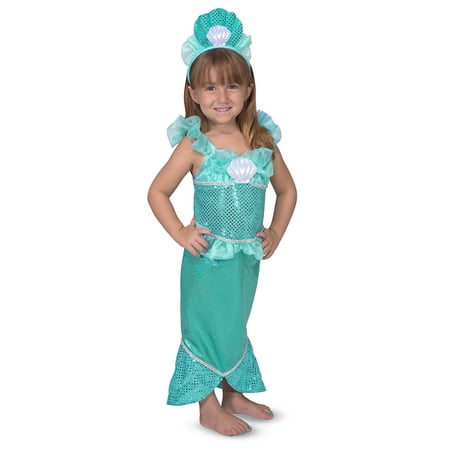 Melissa & Doug Mermaid Role Play Costume Set - Gown With Flared Tail, Seashell Tiara