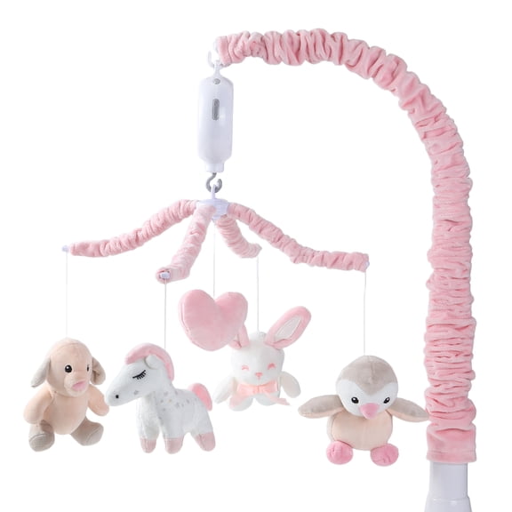 JOLLITO Crib Mobile For Girls, Pink Musical Baby Mobile With 12 Lullabies,Rotating Arm and Detachable Plush Animal Toys, Nursery Decor Soft Baby Mobile for Crib Toys Bassinet,newborn Essentials Gift