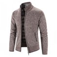 thumbnail image 4 of Suéter de manga larga tipo cárdigan con cuello alto de color sólido para jóvenes de otoño e invierno de terciopelo para hombres, 4 of 6