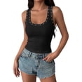 thumbnail image 2 of Sheghy Camisole Tops for Women 100%Cotton Women's Personalized Perforated Rhinestone Slim- Waist-cinching Outerwear Camisole, 2 of 9