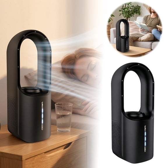 USB Powered Bladeless Portable Air Cooler Fan, Silent Energy-Saving Leafless Circulation Cooling Fan for Bedroom Desk Home Travel