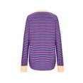 thumbnail image 7 of Htigea Womens Crewneck Tunic Shirts Striped Color Block Long Sleeve Pullover Casual Loose Fit Tops Purple M, 7 of 7