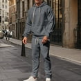 thumbnail image 2 of Men’s Hooded Pullover Sweatshirt and Jogger Pants Two-Piece Set Casual Drawstring Hoodie with Kangaroo Pocket, 2 of 5