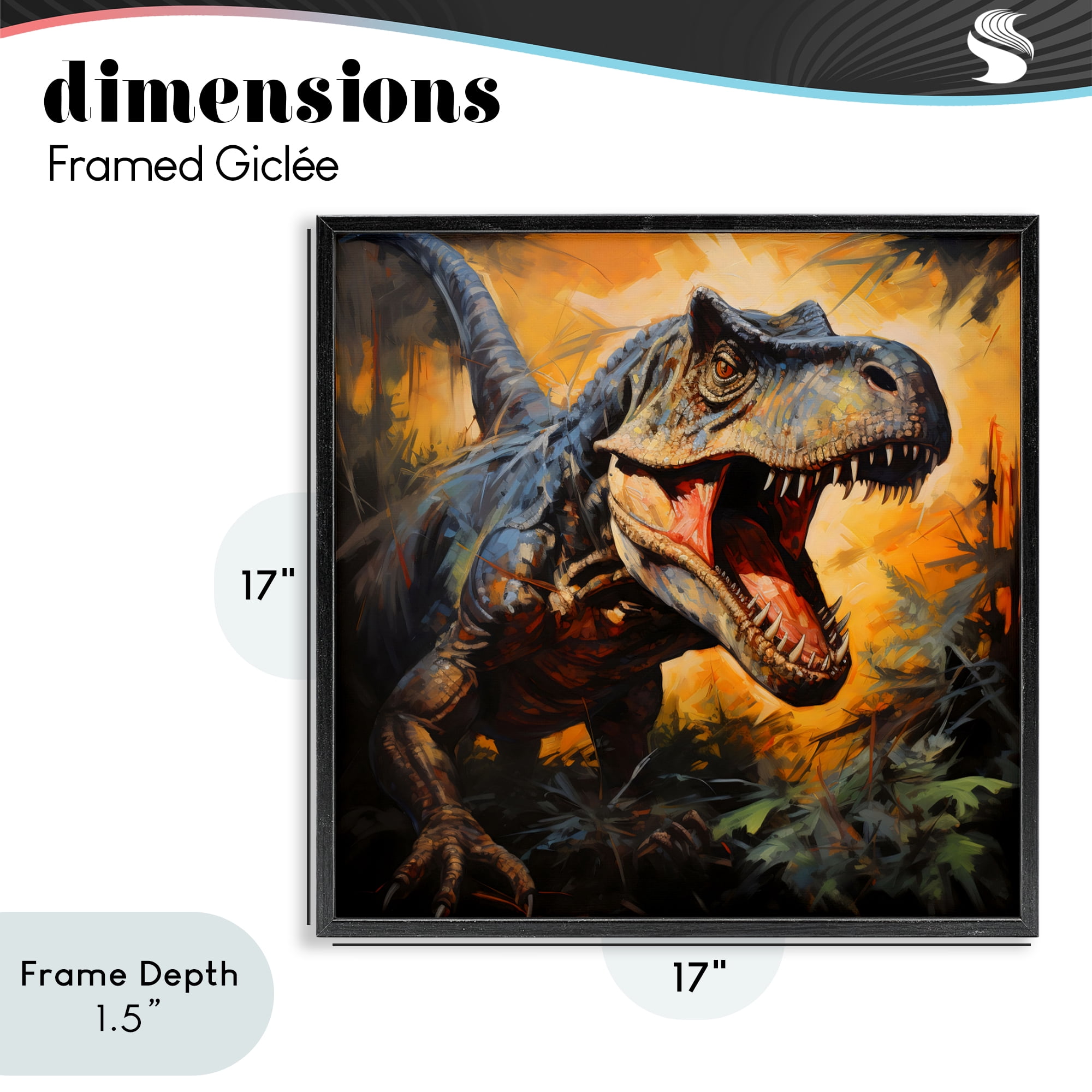 Stupell Industries Angry Dinosaur Roaring Black Framed Giclee Art, design by Creative Studio