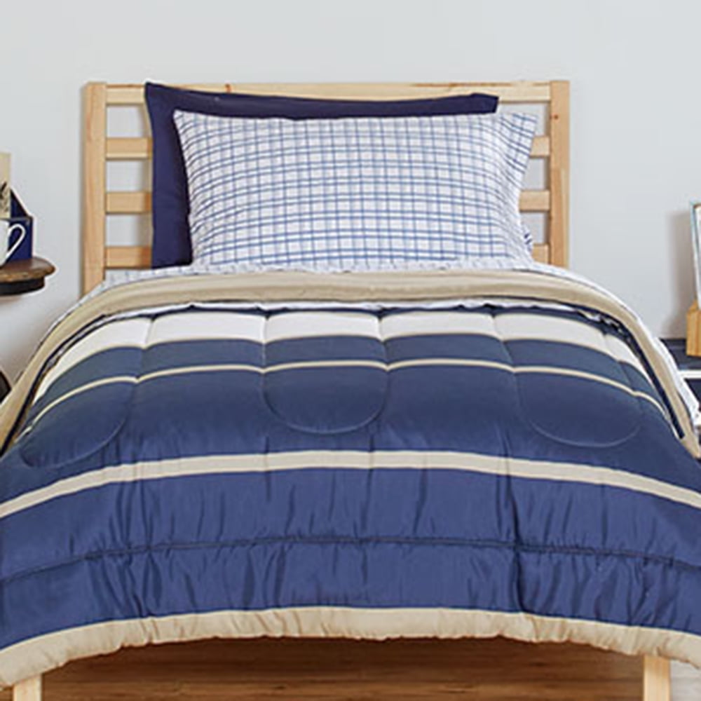 The Varsity Collection, Ethan Stripe & Navy 27Piece Bedding Comforter Set, Twin XL, including