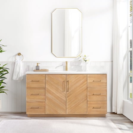 Karachi 60" Single Bath Vanity in Acacia Classic Gray with Composite Stone Top