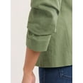 thumbnail image 4 of Sofia Jeans Women's Linen Blend Blazer with Scrunch Sleeves, Sizes XS-4X, 4 of 5