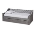 thumbnail image 2 of Baxton Studio Raphael Velvet Upholstered Twin Daybed with Trundle, 2 of 11
