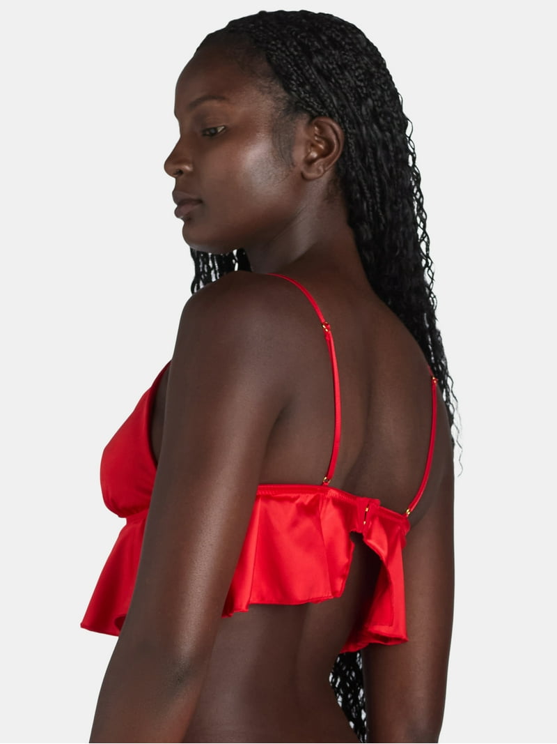 Just Sexy Lingerie Women's Satin Cropped Cami and Shorts Set, 2