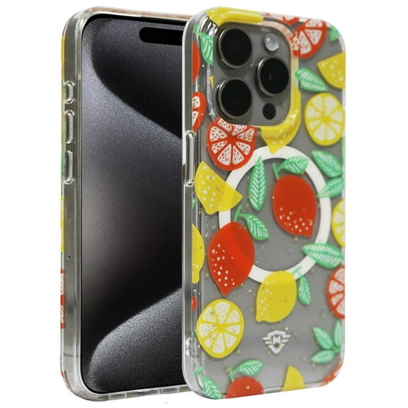 For iPhone 15 PRO Case Premium Magnetic Charging Floral Cover 2 Tempered Glass