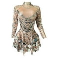 thumbnail image 6 of XIAOCHA Women's Sequin Mirror Long Sleeve Mini Dress High Neck Flared Hem Pullover Mini Dress Glam Sparkly Party Clubwear Mini Dresses, 6 of 6
