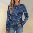 thumbnail image 2 of WTOBBY Women's Floral Print Long Sleeve Top, Pleated Retro Loose Fit Blouse, Round Neck Casual Tunic for Fall, Relaxed Bohemian Style Daily Wear,Multicolor S, 2 of 6