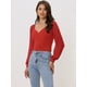 thumbnail image 3 of Blusa de Manga Larga con Lazo para Mujer rojo XS, 3 of 6