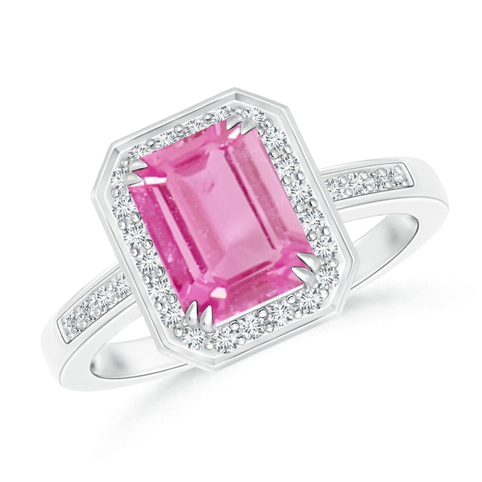 Vintage 10K Rose Gold Over Emerald Cut Large Solitaire Pink Sapphire Ring 12.6Ct