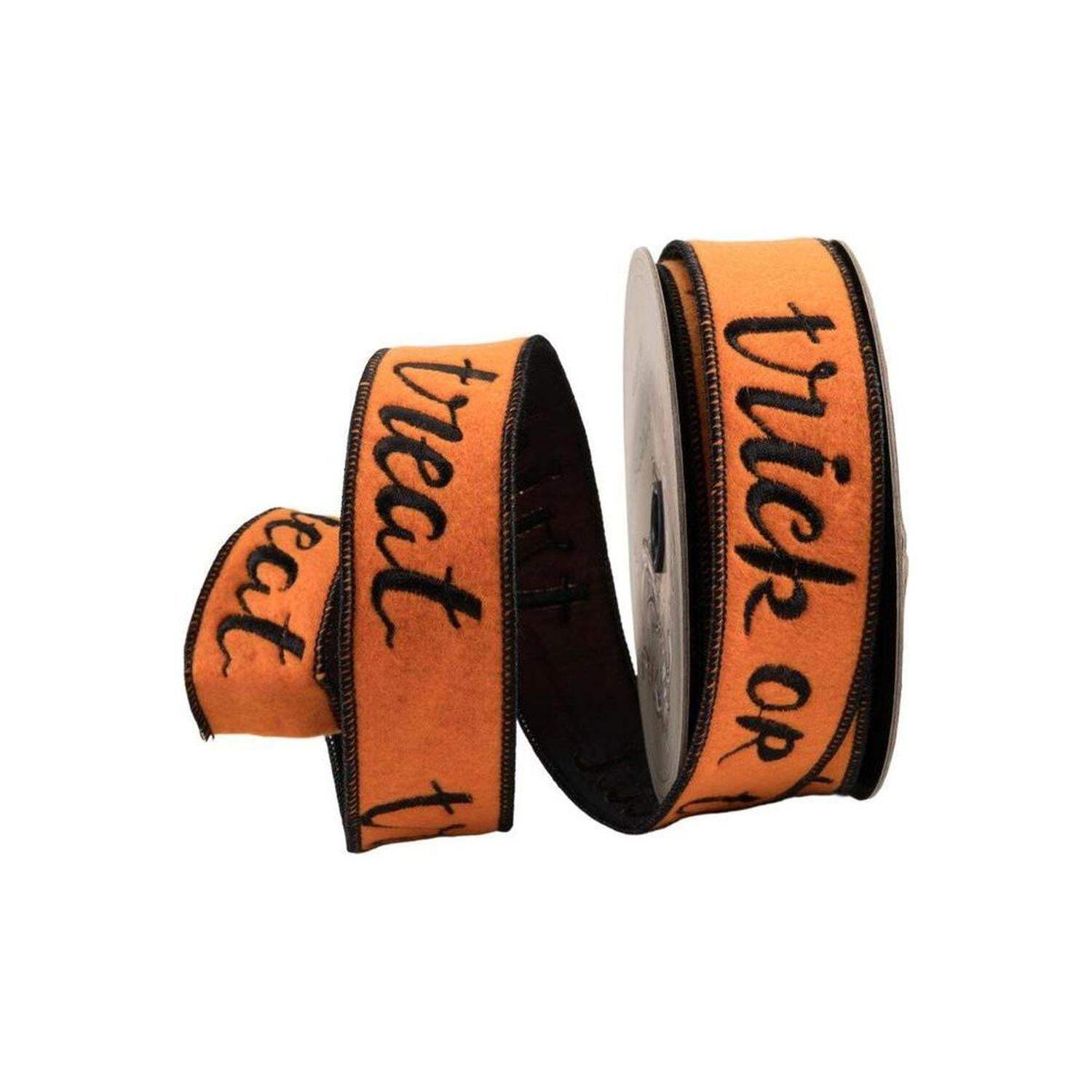 1.5" Felt Trick or Treat Ribbon: Orange (5 Yards)