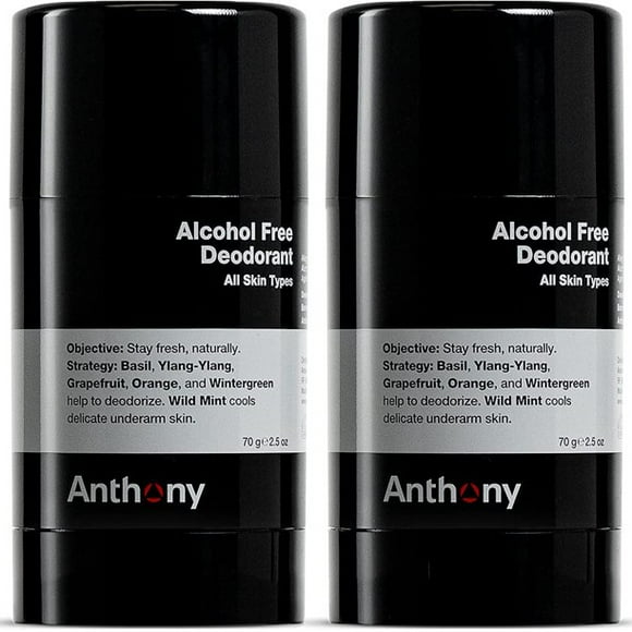 Anthony Déodorant Sans Alcool, Sans Aluminium pour Hommes 2,5 Fl Oz (Lot de 2)