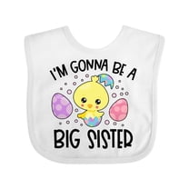 Inktastic Easter I'm Gonna Be a Big Sister with Purple and Pink Eggs Girls Baby Bib