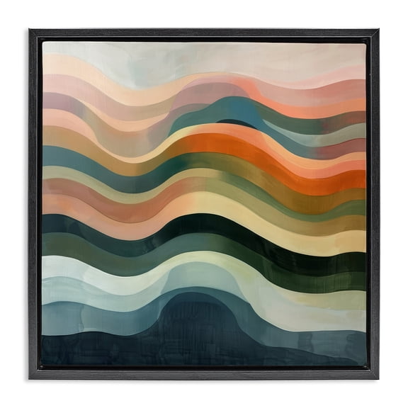 Stupell Industries Fluid Dynamics Pattern Abstract Painting Black Floater Framed Canvas Art Print Wall Art, 18 x 18