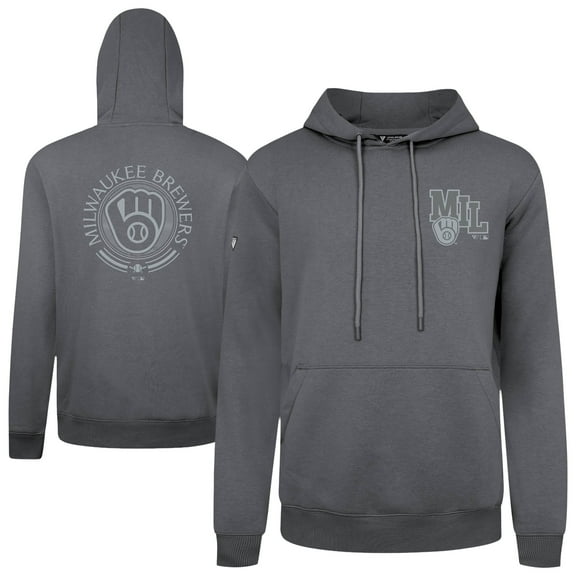 Men's Levelwear Gray Milwaukee Brewers Podium Valiant Hoodie